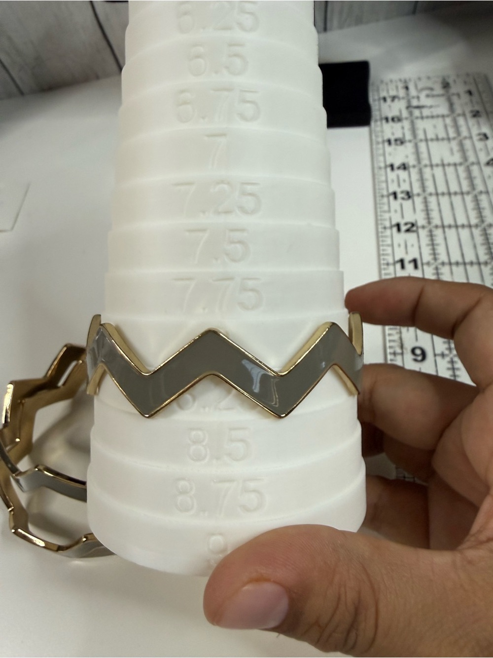 Nena Gold & grey Chevron Bangle Bracelet - Picture 3 of 4